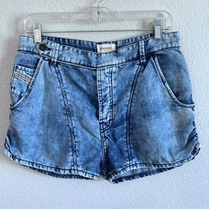 Womens Diesel Blue Acid Wash Super Soft "denim" Shorts Size 29